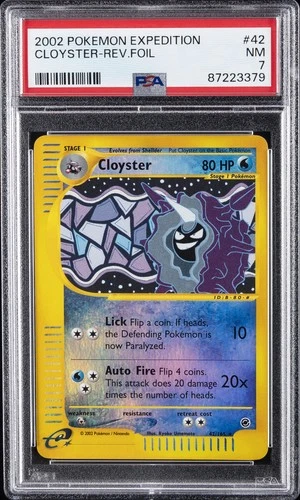 2002 POKEMON EXPEDITION #42 CLOYSTER-REVERSE FOIL PSA 7