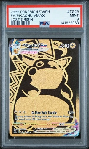 2022 POKEMON SWORD & SHIELD LOST ORIGIN #TG29 FULL ART/PIKACHU VMAX PSA 9
