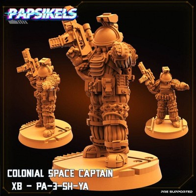Colonial Space Captain XB-PA-3SH-YA | Papsikels | 3D Printed Miniature | 32mm Mi