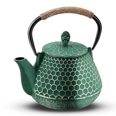Cast Iron Tea Pot - Honeycomb Pattern Tea Kettle with Tea Leaf Infuser,Stovetop 