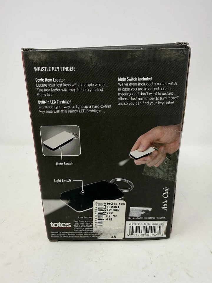 Totes Whistle Key Finder with LED Light Auto Club Open Box Tested Works - Image 2 of 2