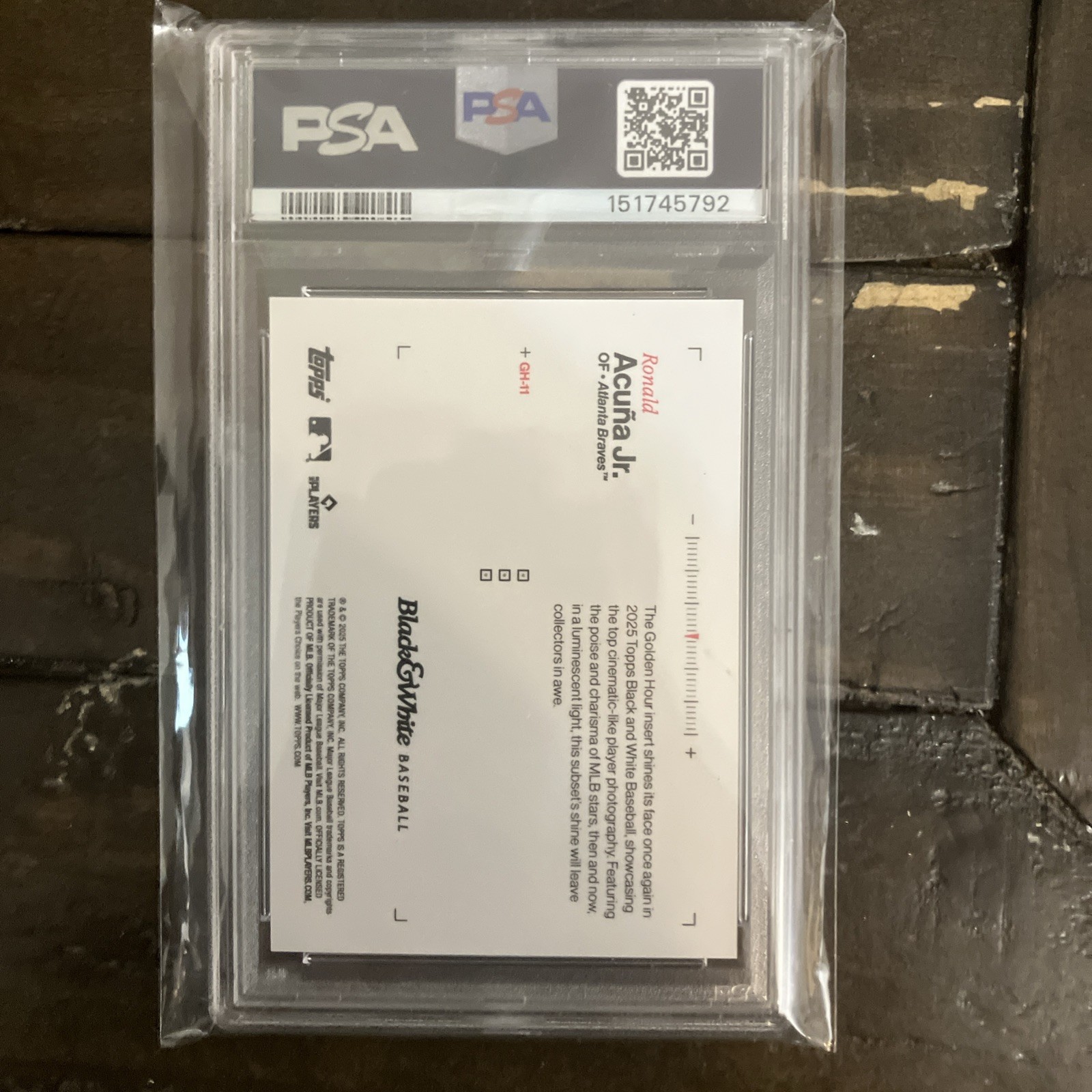PSA 10 2025 Topps Black & White Golden Hour Ronald Acuna Jr /50 Atlanta Braves view 2