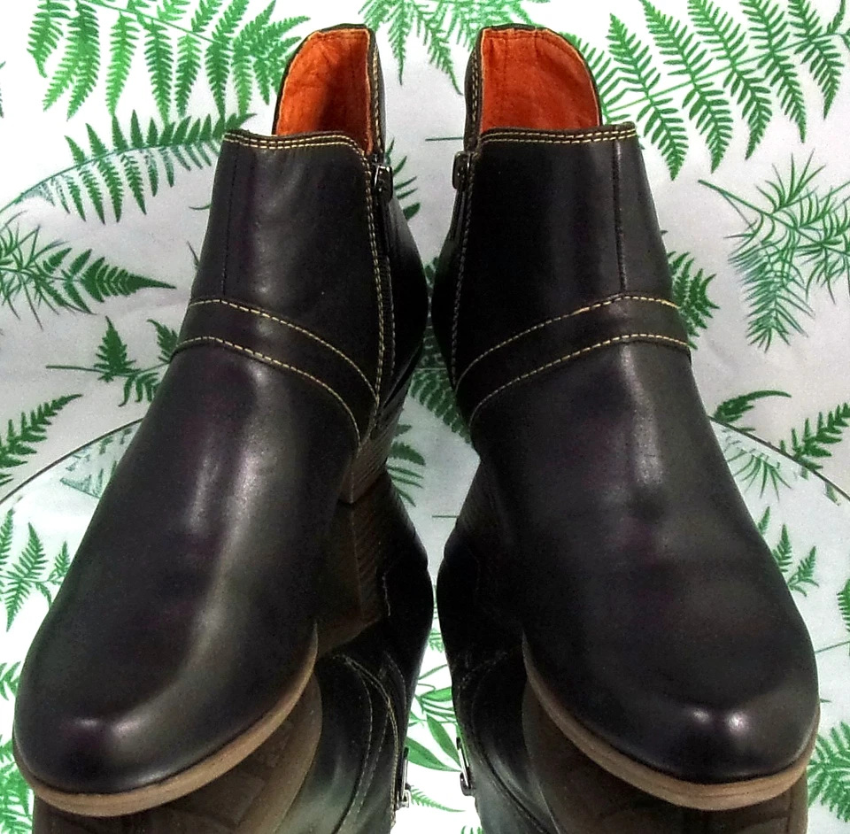 PIKOLINOS ROTTERDAM BLACK LEATHER ANKLE BOOTS SHOES HEELS WOMENS SZ 9 9.5 EU 40 - Image 2 of 4