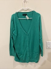 Women's Jones New York Long Sleeve Green Cardigan with Front Pockets Size Small