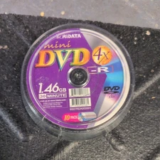 Ridata 4X Mini Inkjet White DVD-R Media 1.46 GB 10 Pack on Spindle Cake NEW 