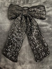Black Sequin Hair Tie Bow Accessory, Unknown Brand. Excellent Condition.