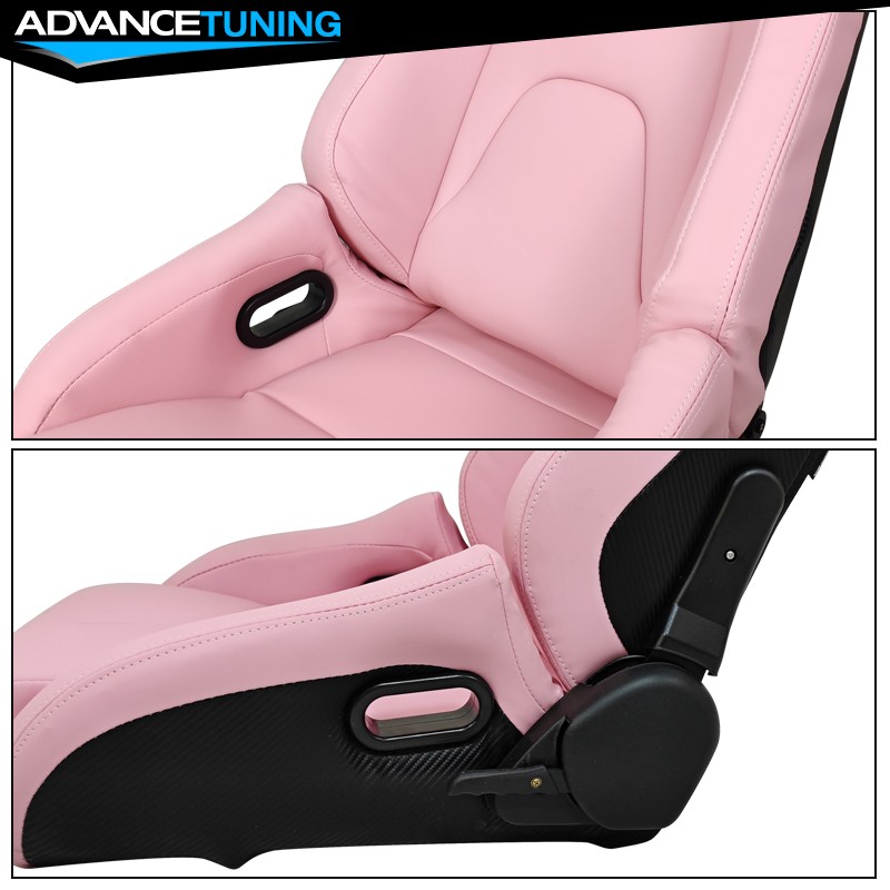 Bucket Racing Seats Reclinable Dual Slider Passenger Right Pink Leather