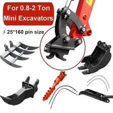 Quick Hitch 1.5T Mini Excavator Attachment Bucket Thumb Clip Ripper Rake Auger