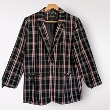 Vintage Requirements 10/12 Check Plaid Blazer Jacket 3/4 Retro Preppy Posh 90s