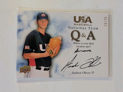 Andrew Oliver 2008-09 UD National Team USA Baseball #QA-AO Q&A Auto 20/20