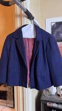 Women's Navy Blazer with Notched Lapel and Button Closure 1960