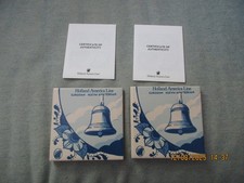 Pair of Holland America Delft Blue Cruise Ship Bell Tile Coaster Nautical NEW 2 