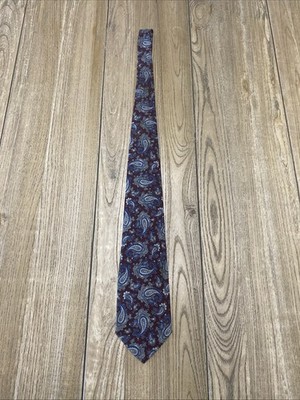 Christopher Hayes Paisley Tie All Silk Made USA 4 w X 58 l Burgundy Blue White