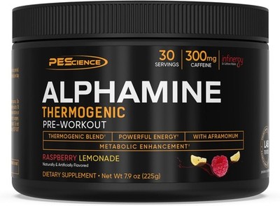 PEScience Alphamine Raspberry Lemonade 225g / 60-30 serv 09/26 + Samples