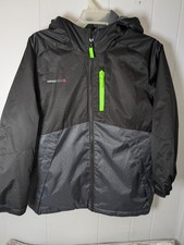 Swisstech Youth Size L - 10/12 Black Hooded Puffer Jacket Zip Pockets Waterproof