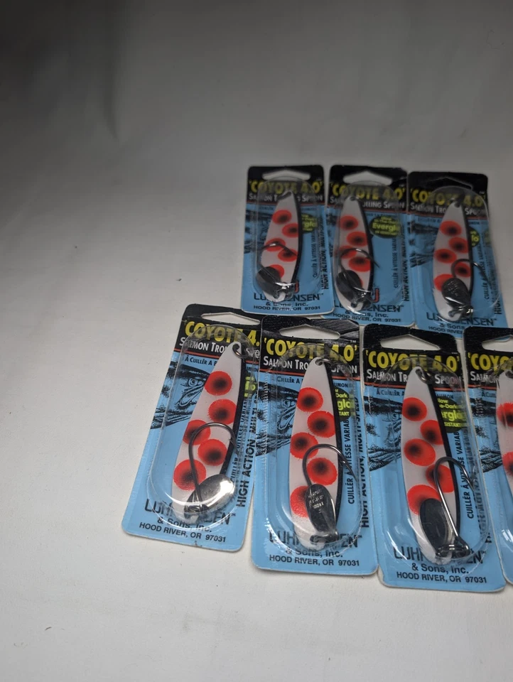 Lote de 7 cucharas de arrastre de salmón Luhr-Jensen Coyote 4.0 GLO DEVIL DANCER 3.5" EE. UU. Foto 4 de 4