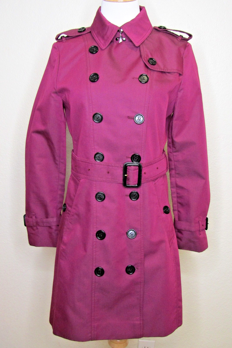 Womens Vintage Burgundy Kensington Burberry Heritage Trench Coat