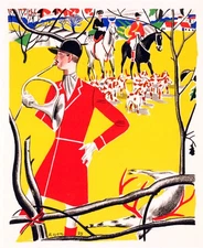 Vintage Fox Hunt Lithograph Poster by Rojan - 1929 Classic 24x36