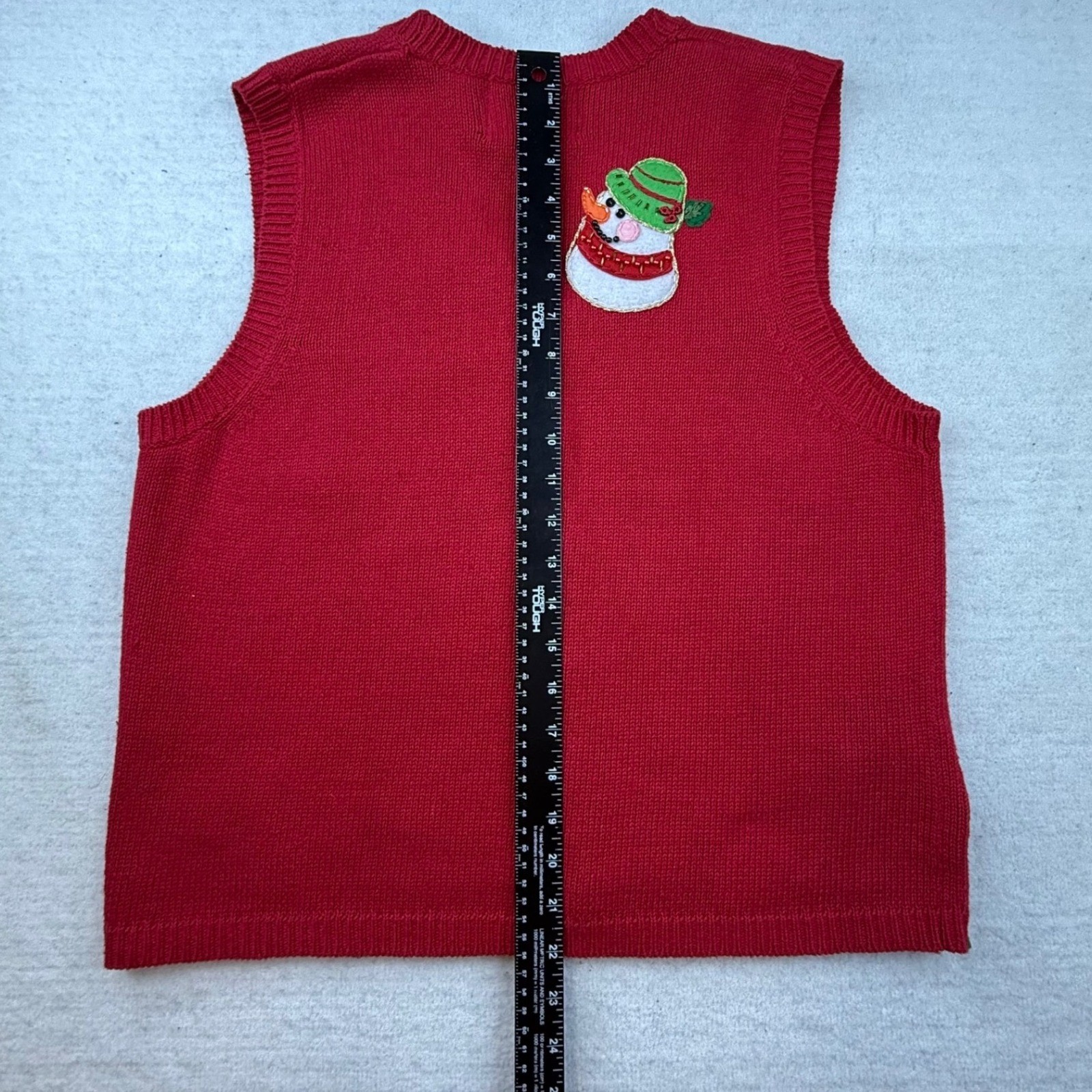 Heirloom Sweater Vest Red Snowmen Snowflake Womens large petite image 7