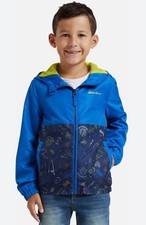 Eddie Bauer Rain Windbreaker Jacket Size 6 Camping Print Hooded Mesh Lined Boys