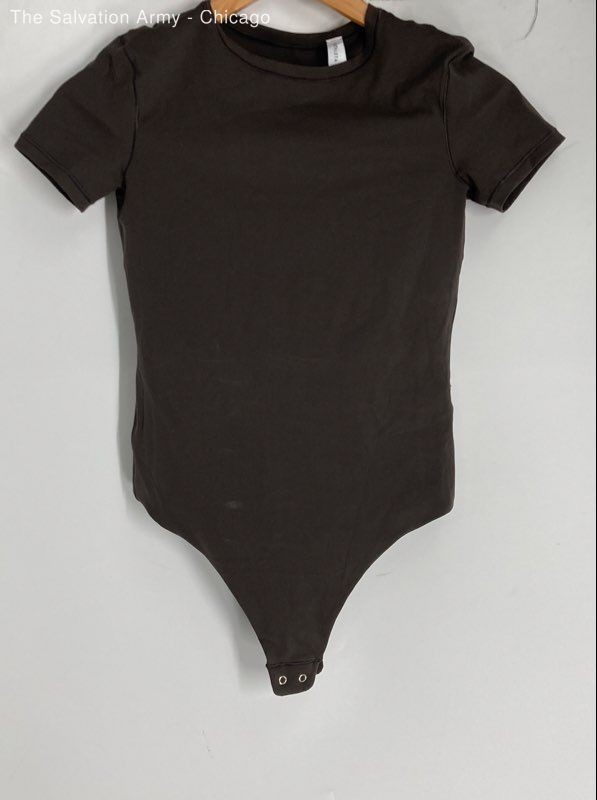 Athleta Womens Brown Crew Neck Short Sleeve One-Piece Bodysuit Size XS