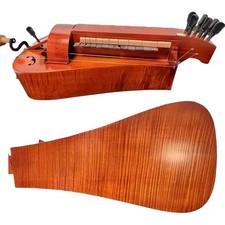 Orange 6 strings 23 key Hurdy Gurdy, vielle Flames Maple wood, resonant sound