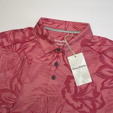 NEW Tommy Bahama Delray Fresco Polo Mens Medium Islandzone Carmine Pink Floral