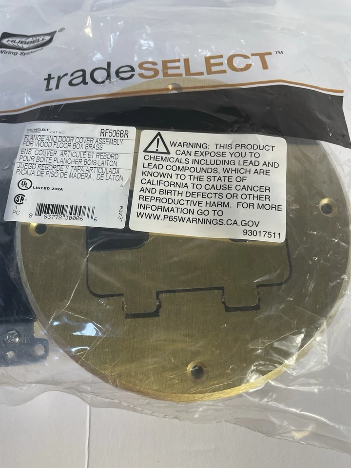 Cubierta de caja de piso Bryant Electric RF506BR, latón Foto 3 de 4