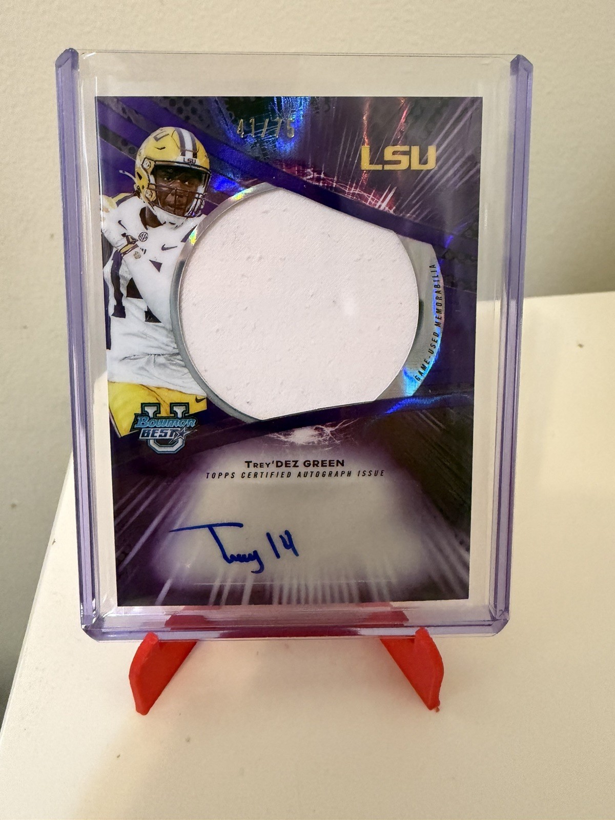 Trey'Dez Green 2025 Bowman Best University Football Relic Purple Auto 41/75 LSU