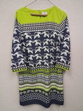 Crown & Ivy Sheath Dress India Inspired Elephant Theme Blue & Lime Green Size 4
