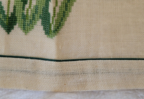 Colorful TULIPS Handmade Finished Cross Stitch Floral Linen Apron w Green Ties - Picture 14 of 22