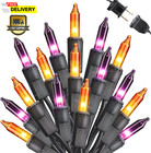 Toodour Orange & Purple Halloween Lights, 25Ft 100 Count Incandescent Halloween 