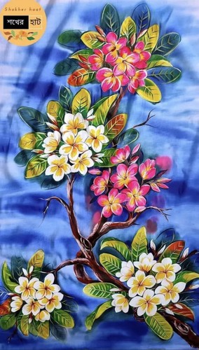 Bangladesh Unique Ethical Hand Painted Sari By Rupa Ranishil, Read Description - Picture 2 of 17