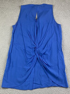 Fifteen Twenty Womens Sleeveless Top Ocean Blue Size Small Open Back Ruched EXC