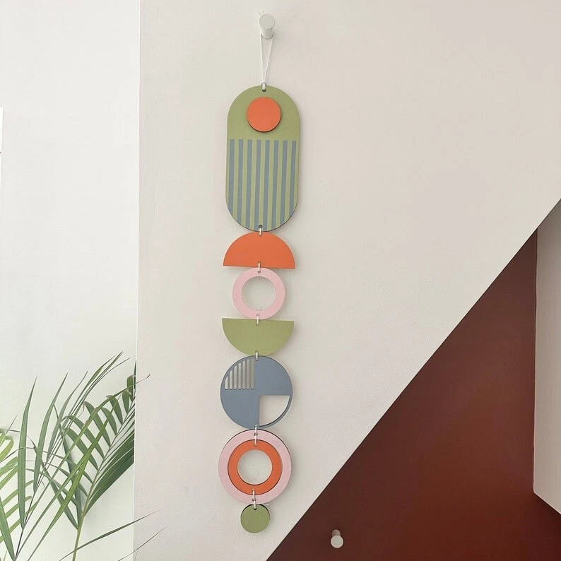 Vibrante tapiz de pared multicolor alegre acento para el hogar juguetón exhibición de pared Foto 4 de 4