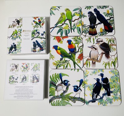 Maxwell & Williams Birdsong Cork Back Coasters Set of 6 Katherine Castle New