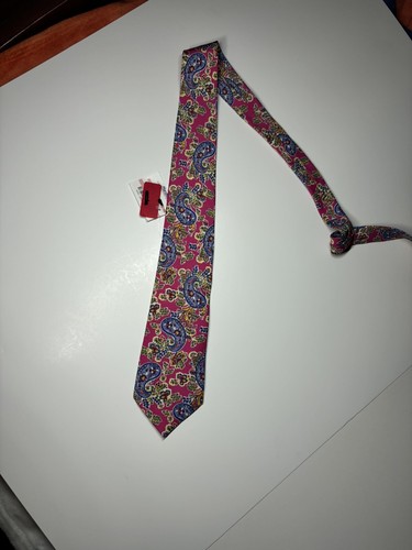 VINTAGE POLO Ralph Lauren Paisley Tie NWT Boys 100% Silk Pink - Picture 3 of 8