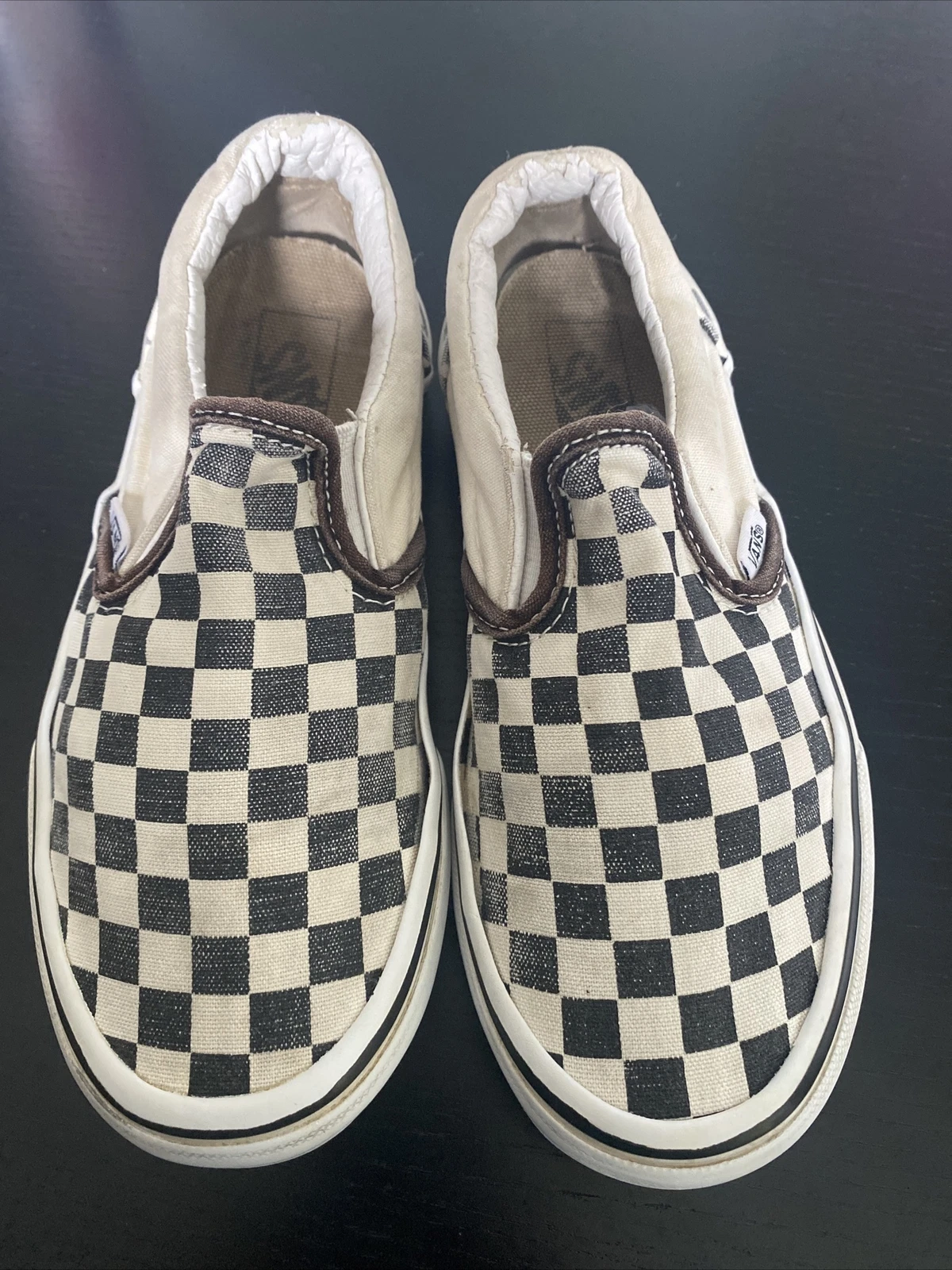 Mocassino classico slip on Vans gioventù 2 5 a scacchi bianco nero pattinatore punk