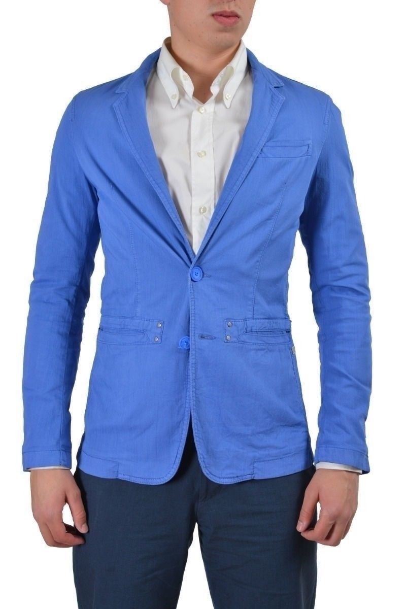 Мужское синее спортивное пальто блейзер на двух пуговицах Versace Jeans US 38 IT 48 39590₽