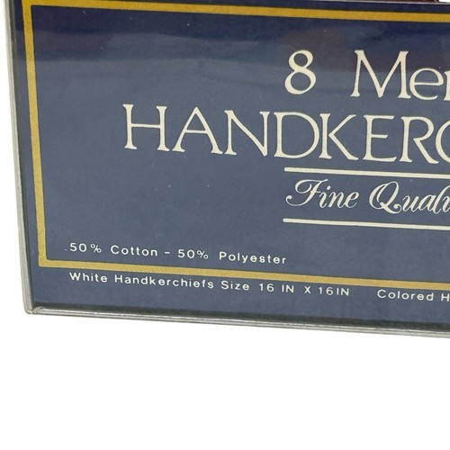 8 Mens Handkerchiefs Fine Quality 16" & 14.5" White Navy, Maroon Gift Box Set - Picture 4 of 6