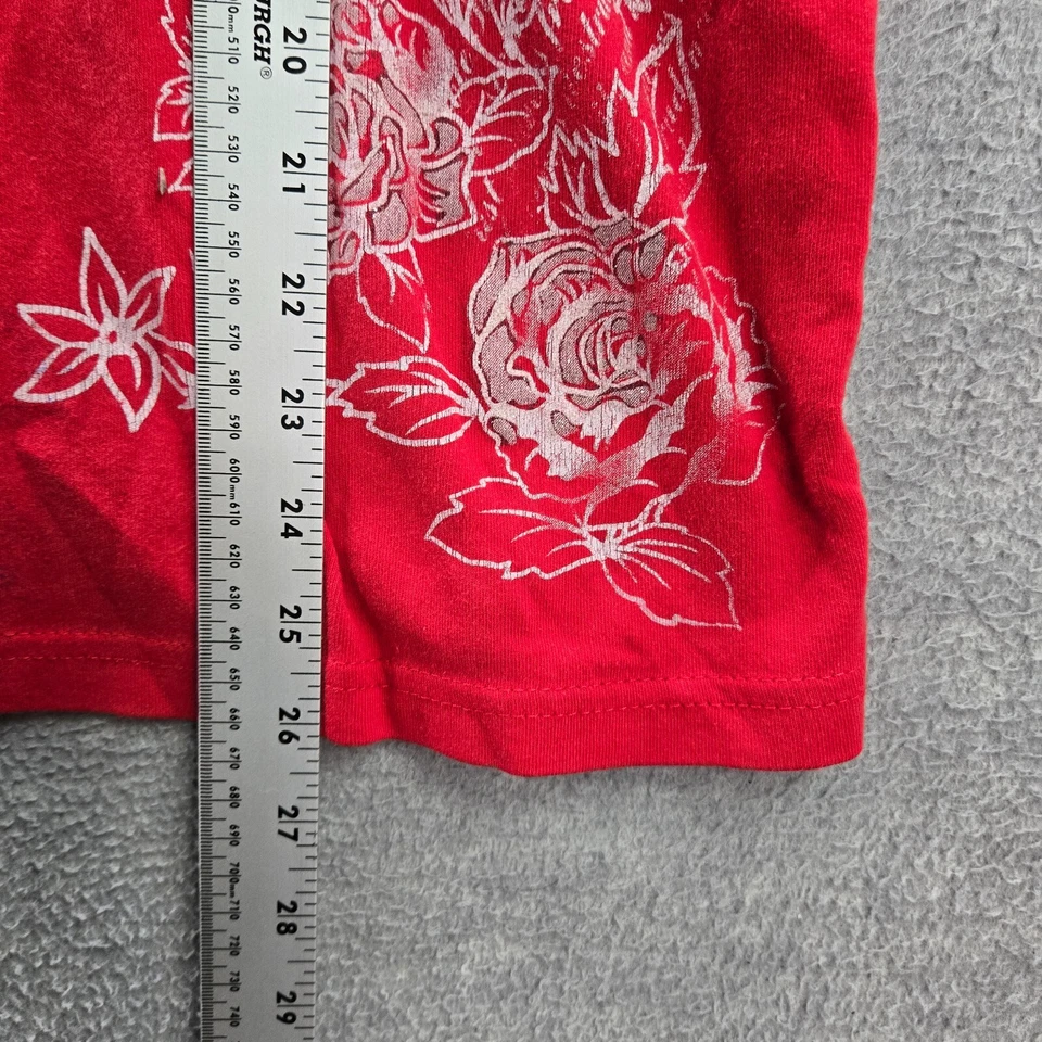 Camisa DE COLECCIÓN Ciervo Blanco Mujer 3X Roja Floral Bandera de Estados Unidos América Camiseta Cuello Redondo Foto 3 de 4