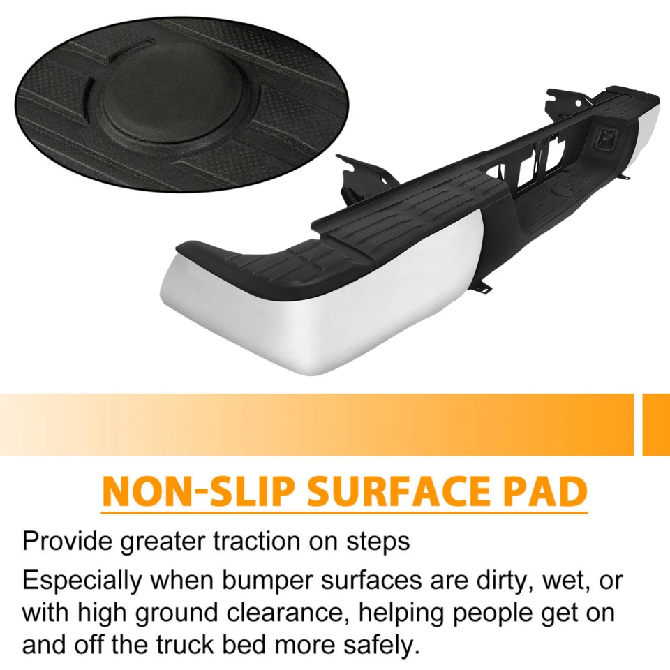 NUEVO Conjunto completo de parachoques trasero de acero cromado para Toyota Tundra 2014-2021 2019 Foto 4 de 4