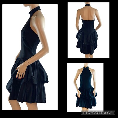 Vintage POSITIVELY ELLYN Black Prom Dress Coquette 80s 90s Size 6 Mediumish