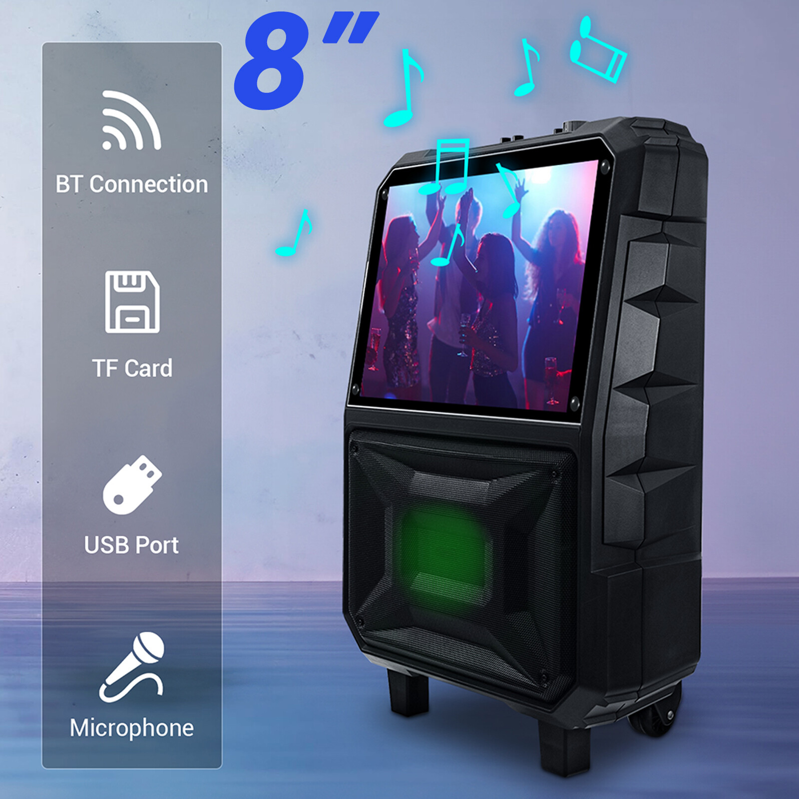Karaoke Machine Portable 15inch Bluetooth Speaker Systems W/ Microphone & Stand