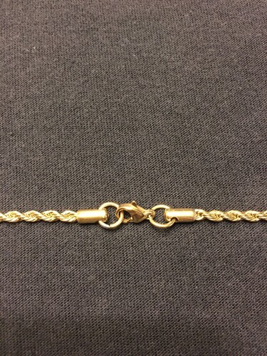 Cadena de cuerda de cadena de oro 20 in 3mm chapada en oro 18k sobre acero inoxidable - Imagen 3 de 3