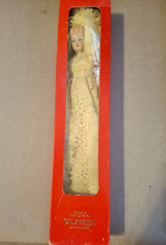 Vintage Silvestri Porcelain Christmas Ornament Doll 12" Original Box