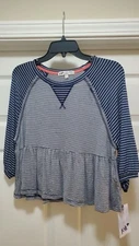 New Jolt Shirt Women's Juniors Blue Stripe NWT $34 Size XL