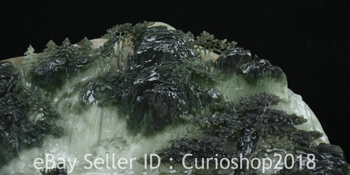 Ancienne sculpture chinoise en jade naturel Xiu sculpture pont d'eau montagne 14,4" - Photo 2 sur 9