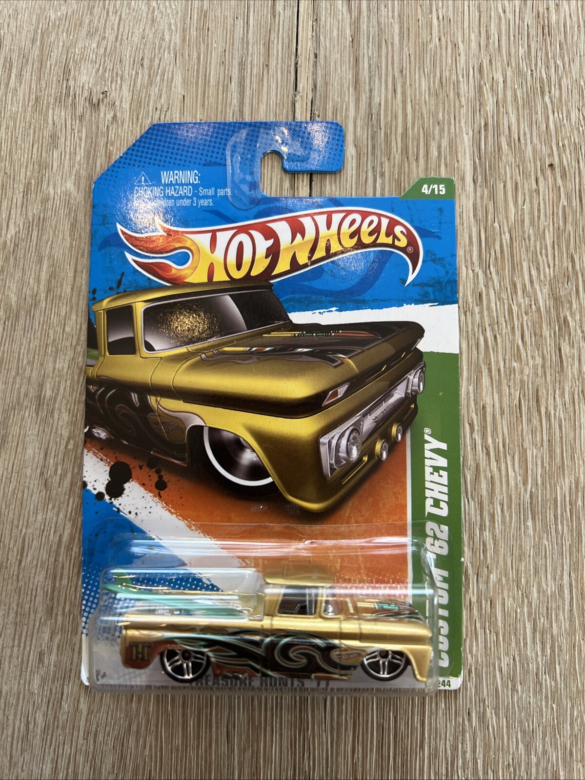 2011 Hot Wheels Treasure Hunt Custom '62 Chevy Pickup Truck Gold #54/244 P16