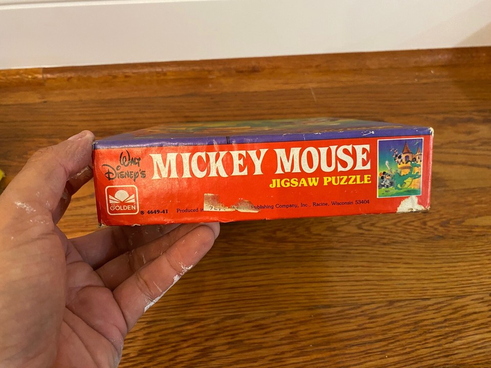 Vtg Disney Mickey & Minnie Golden 100 Piece Jigsaw Puzzle Green Dragon